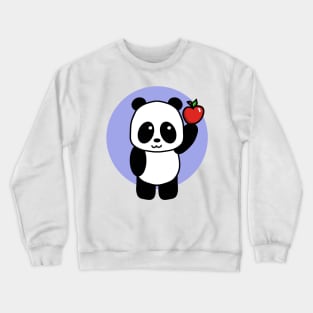 Cute Giant Panda with Apple Crewneck Sweatshirt